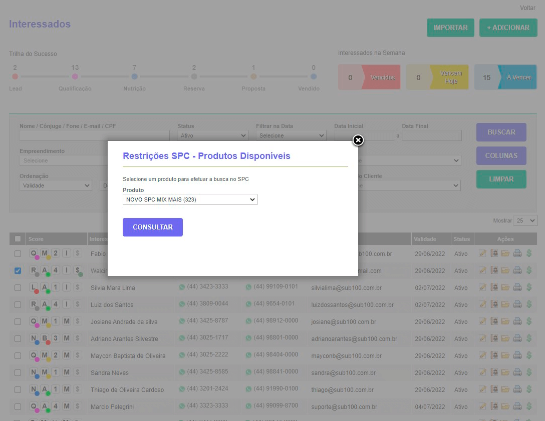 Tela: Aprovação de crédito