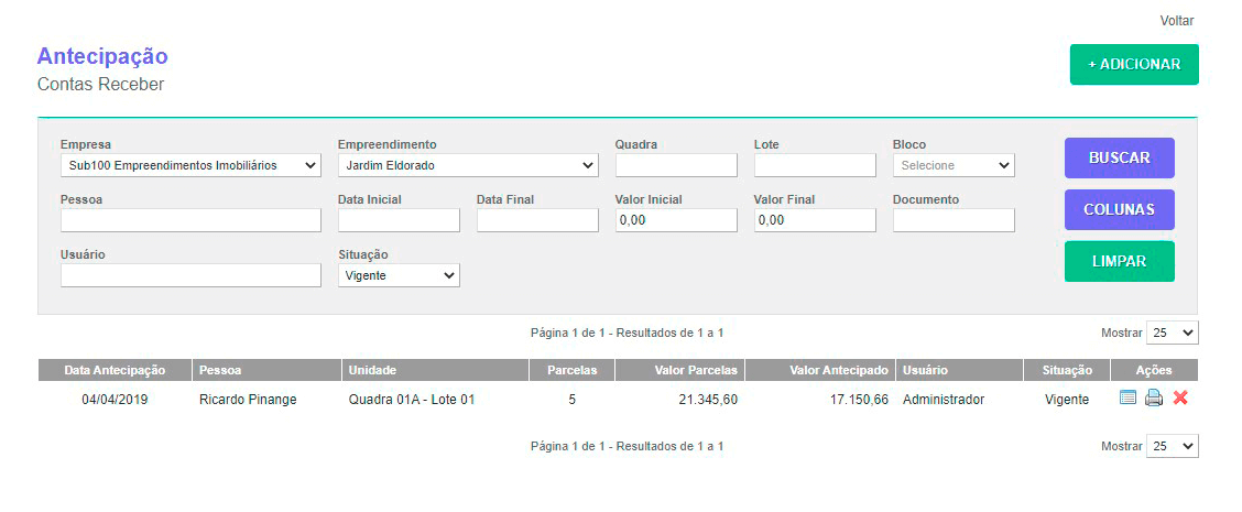 Tela: Antecipações