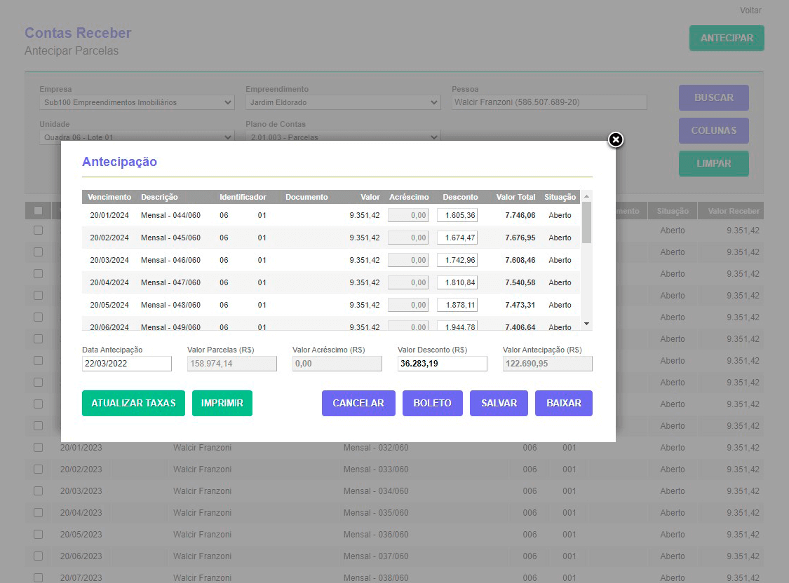 Tela: Antecipações