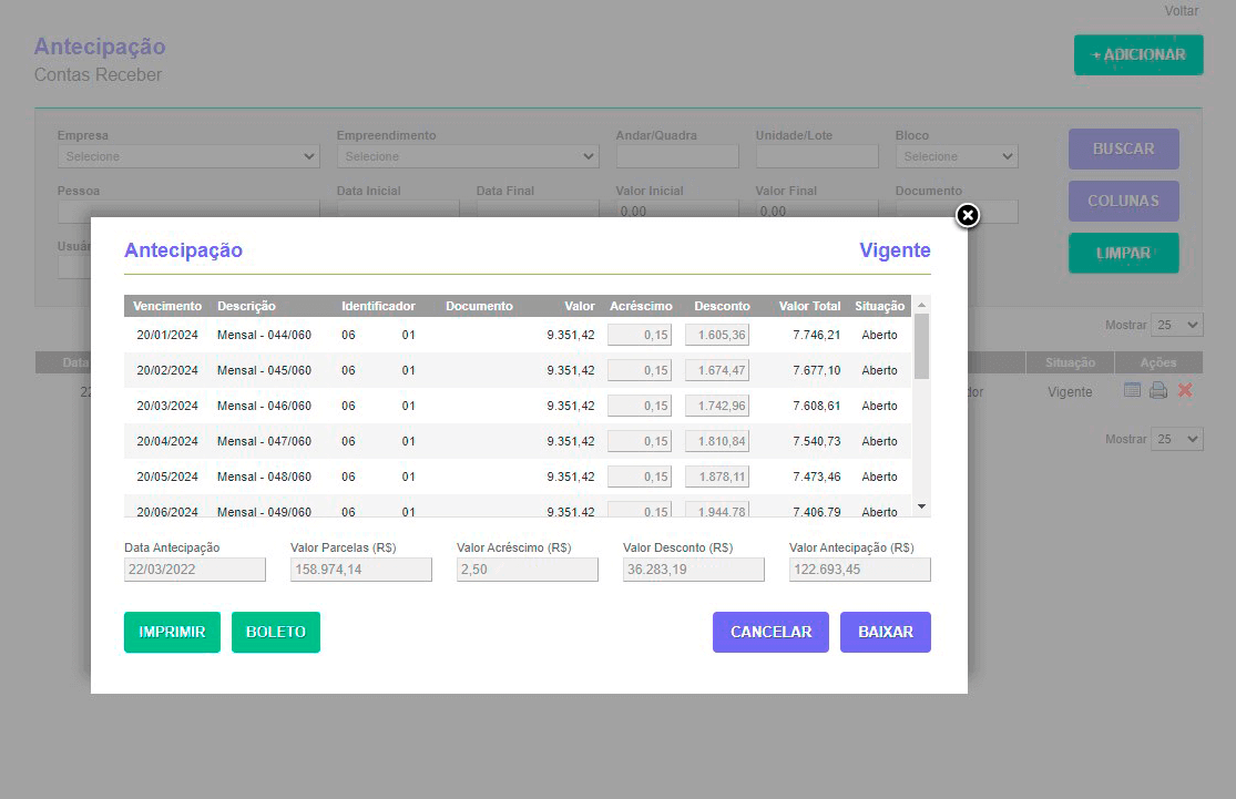 Tela: Antecipações