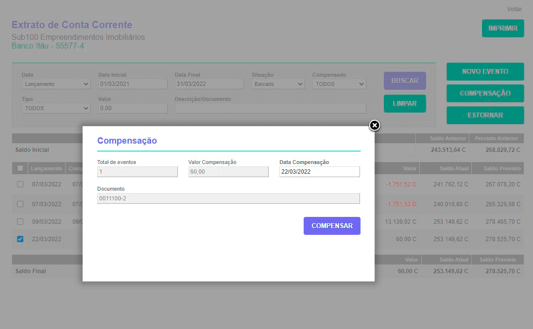 Tela: Conta Corrente