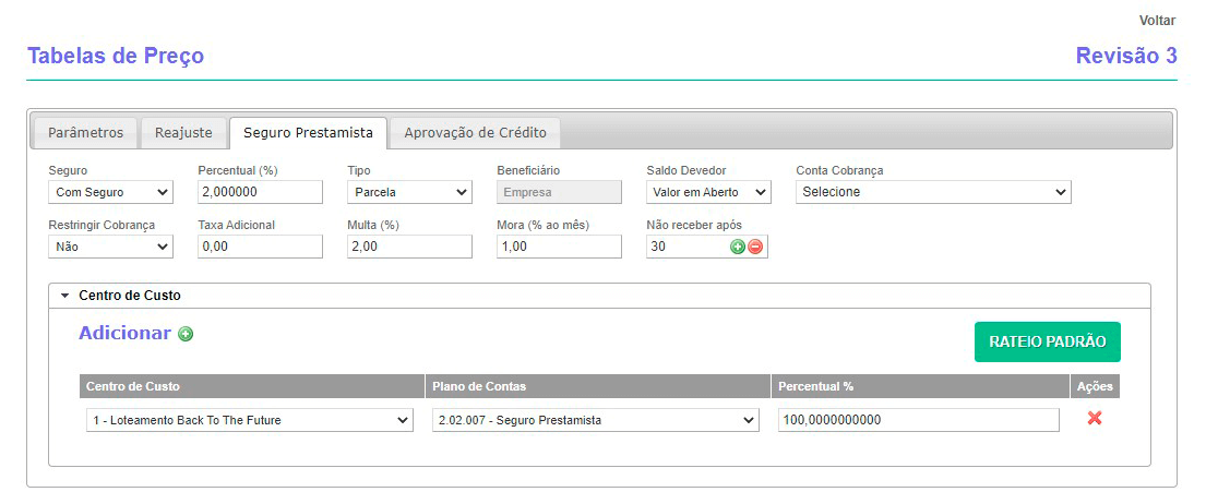 Tela: Seguro Prestamista