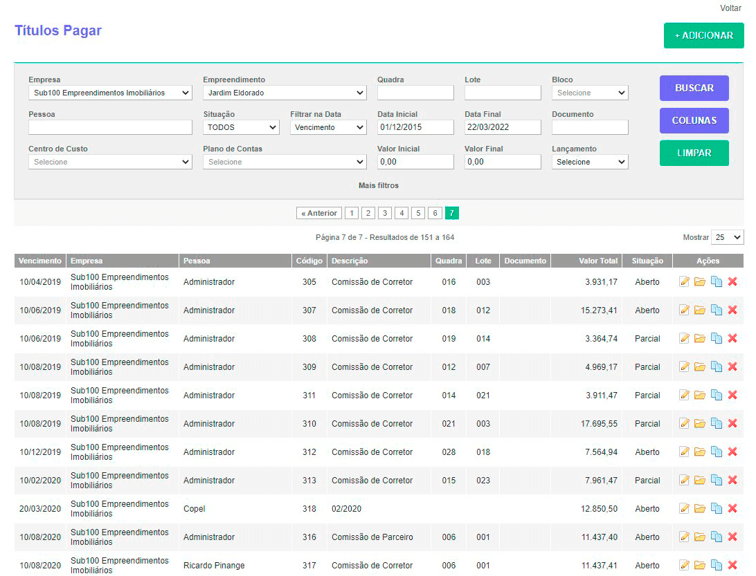 Tela: Títulos a Pagar