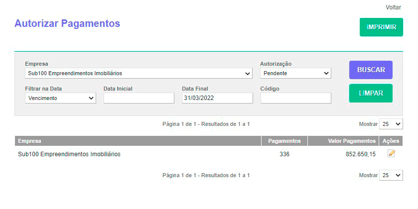 Tela: Títulos a Pagar
