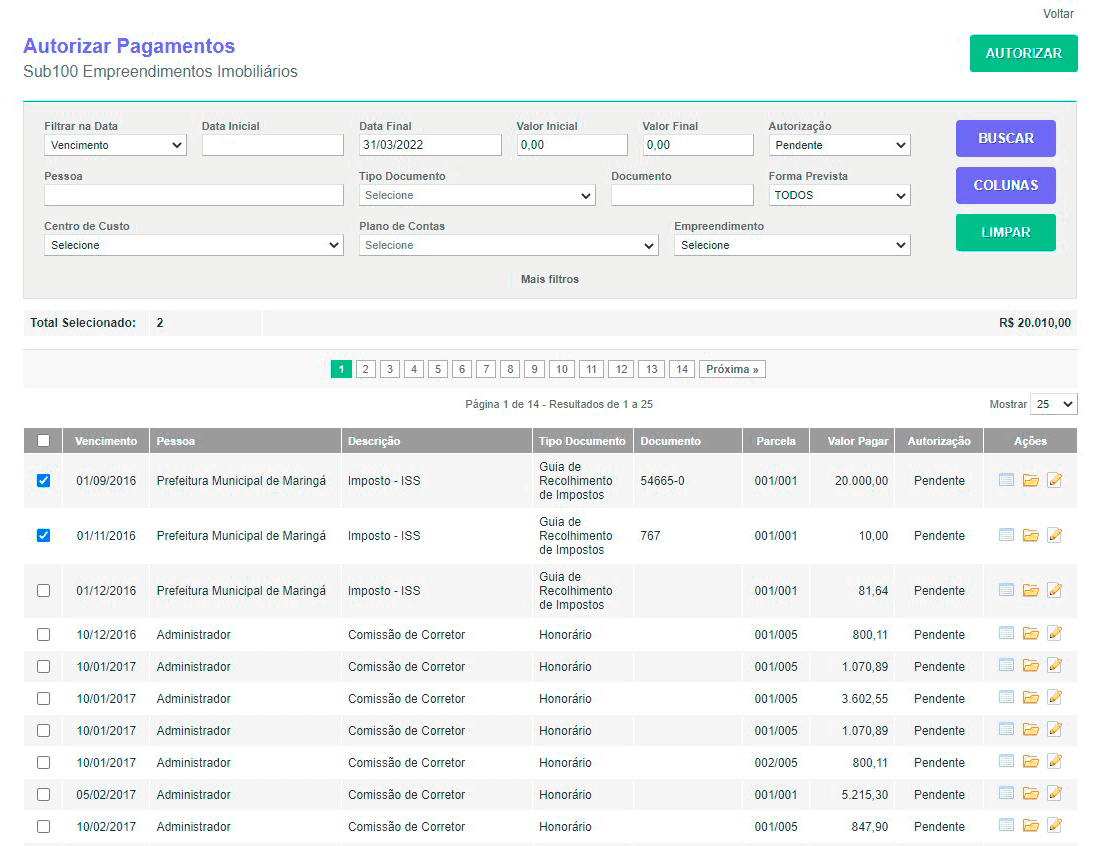 Tela: Títulos a Pagar
