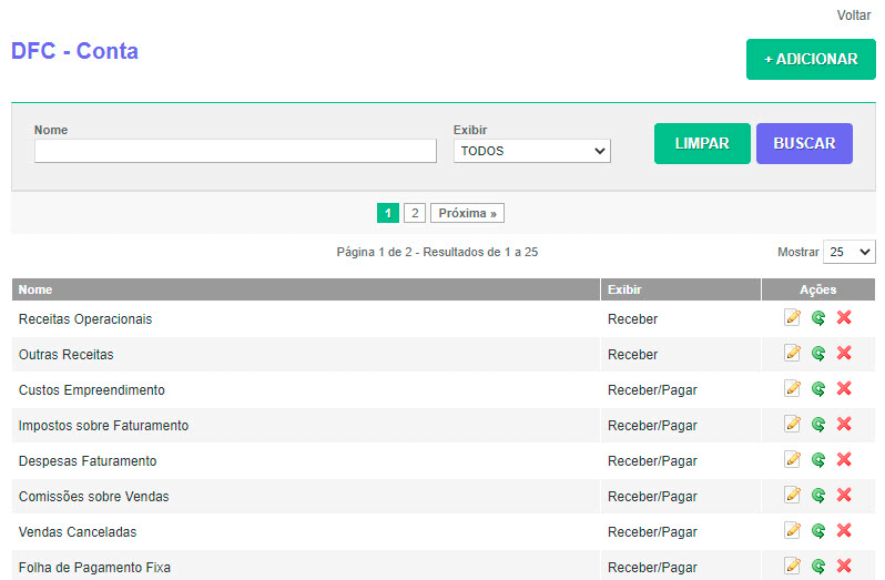 Tela: Estruturação DFC