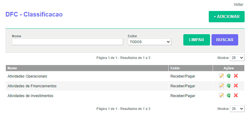 Tela: Estruturação DFC