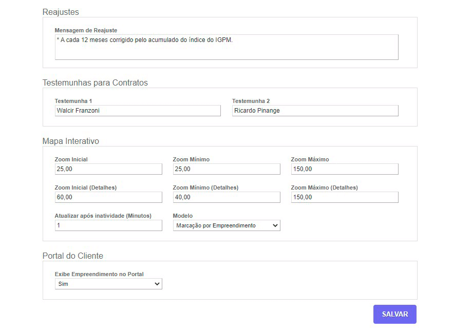 Tela: Marcações simplificadas