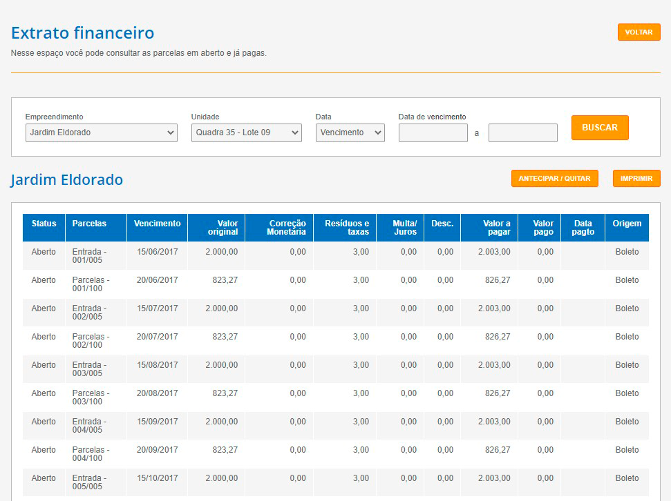 Tela: 2ª via de Boleto
