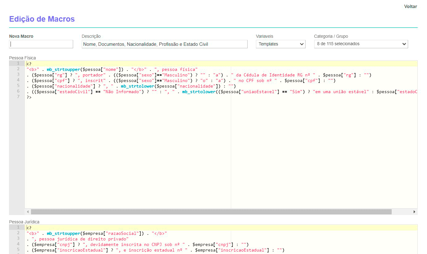 Tela: Modelos de documentos