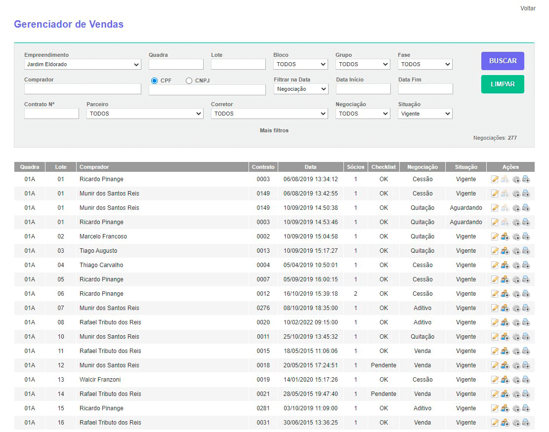 Tela: Gerenciador de Vendas